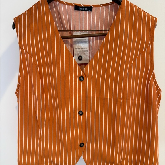 NWT XXL Striped Pumpkin Spice Orange Vest Maxi Skirt Set Plus Size Fall Fashion - Picture 12 of 16